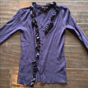 Purple cardigan with roses